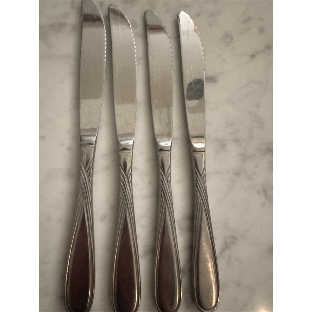 Rogers Stainless Korea Dinner Knives Braided Wheat Pattern Vintage (4)